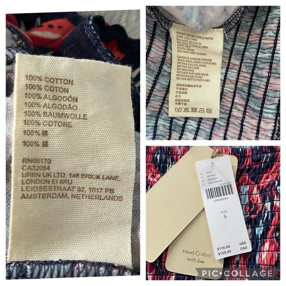 Anthropologie Let Me Be Smocked Crop Top in Red/orange and Navy NWT- Sz S, M & L - Picture 15 of 15